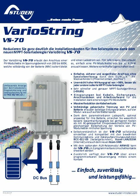  Studer VT-65 VarioTrack Mppt Laderegler, 4000 Wp,  PV-Laderegler Solarladeregler